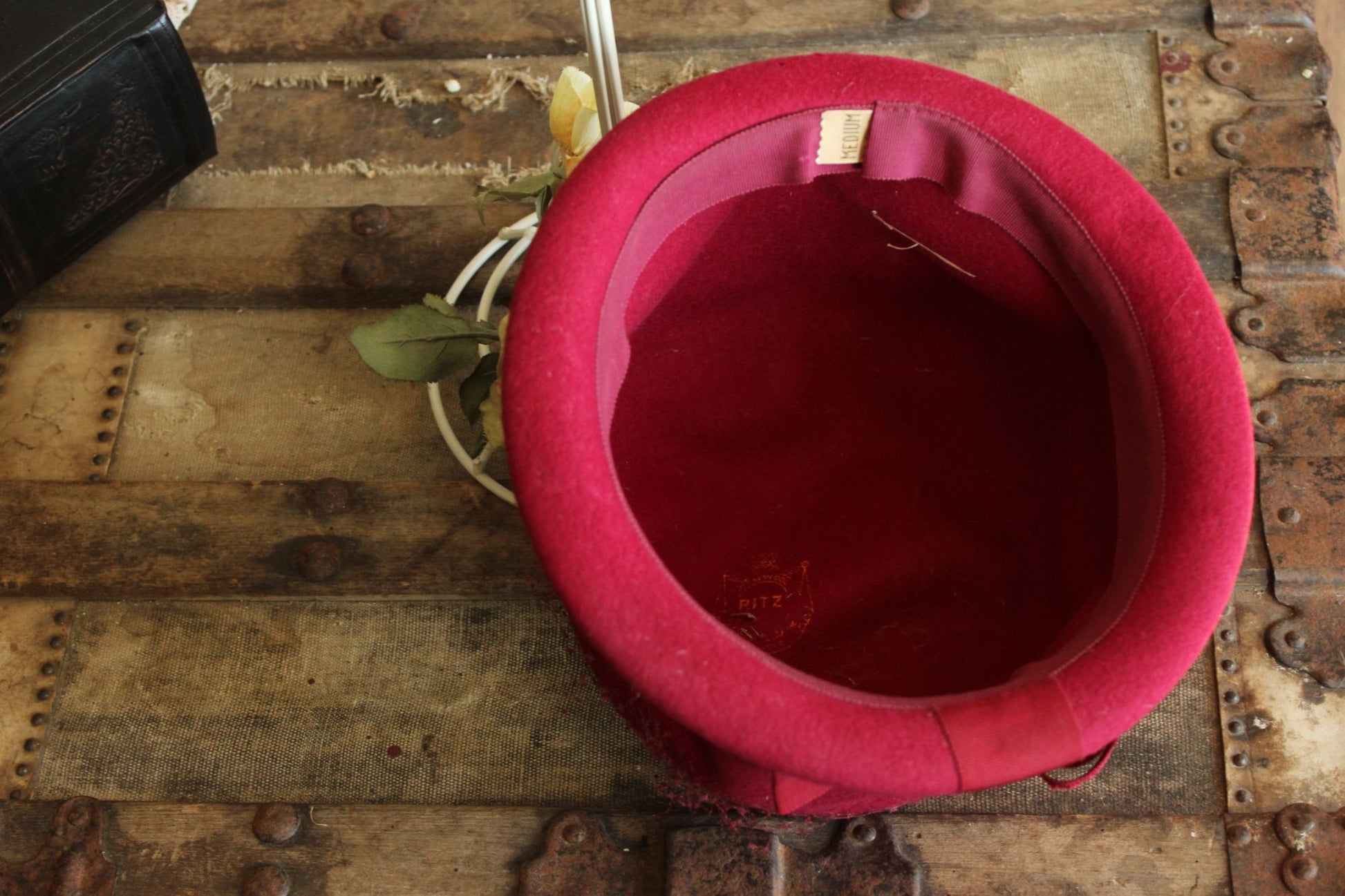 Vintage 1960s Raspberry Red Wool Cloche Hat
