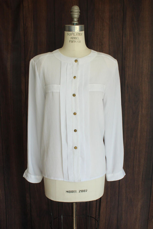 Vintage 1980s 1990s Laura & Jayne White Button Down Shirt