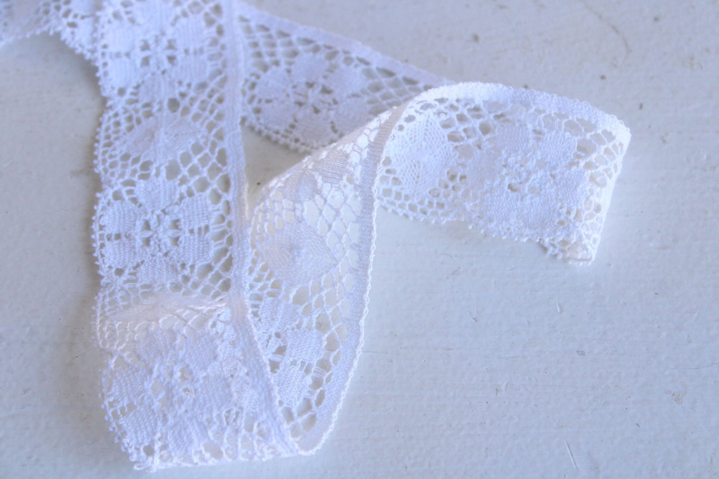 Vintage White Crochet Lace Trim, 1.5" Wide, 3 Yards Long