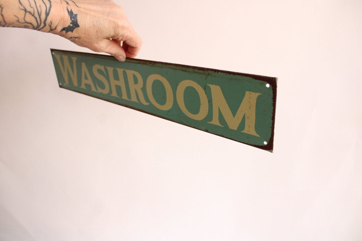 Vintage 2000s Metal Washroom Sign