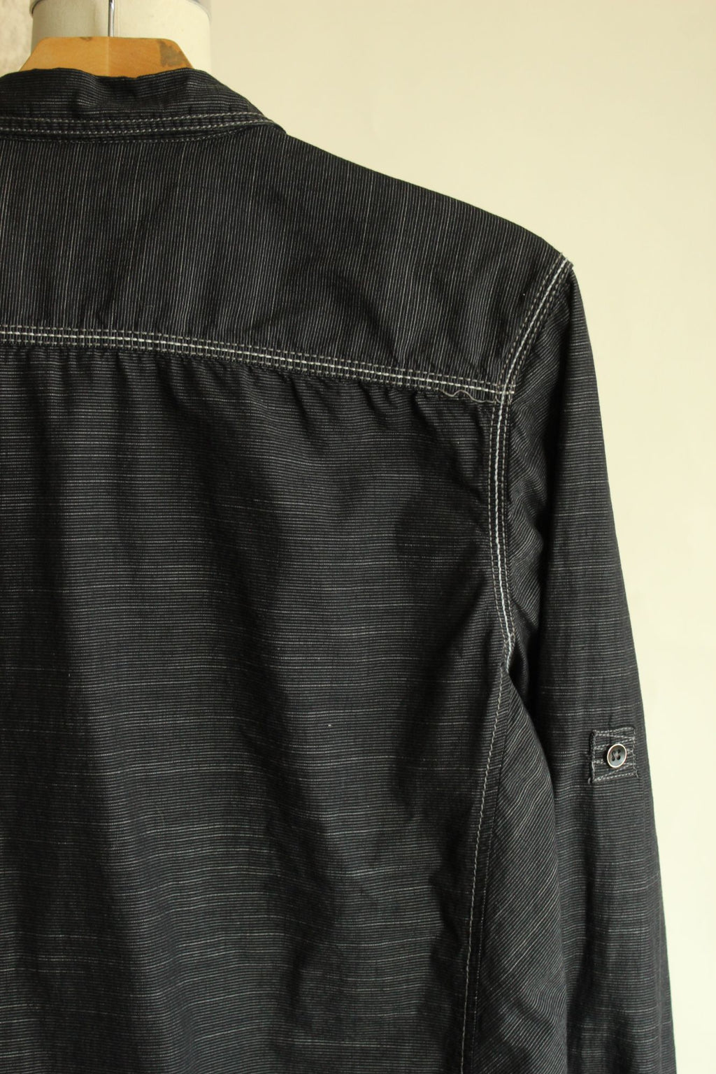 INC Men's shirt, Button down, size M, black and gray pinstripes