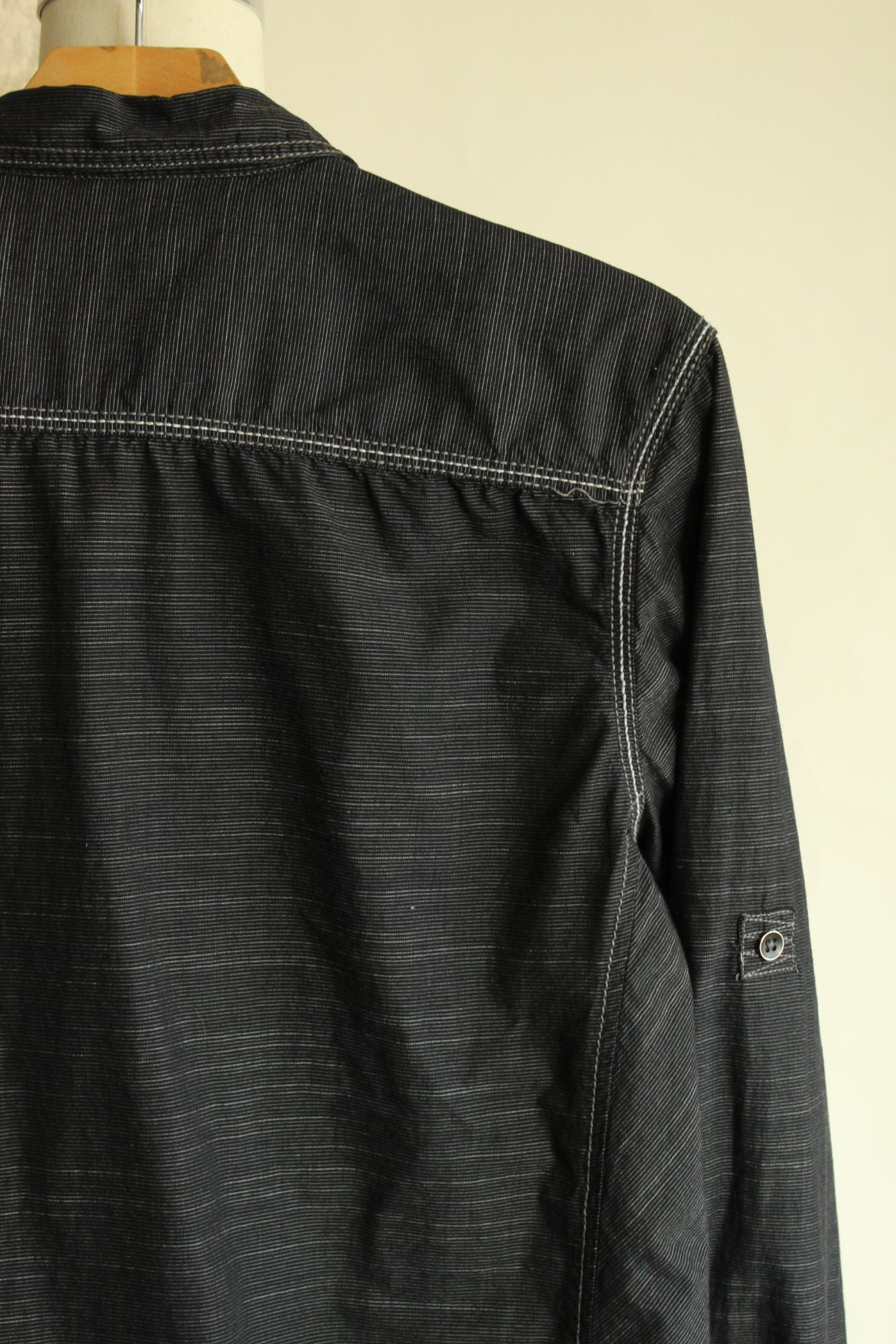 INC Men's shirt, Button down, size M, black and gray pinstripes