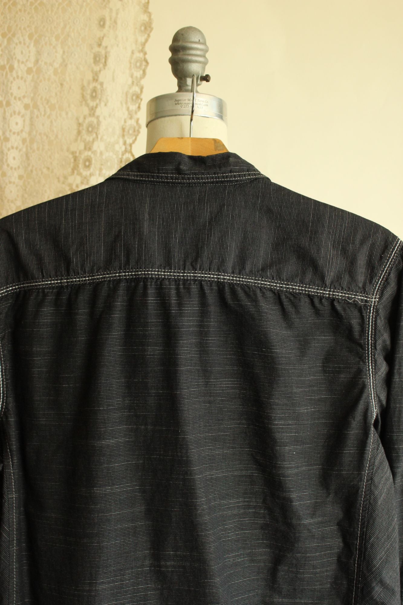 INC Men's shirt, Button down, size M, black and gray pinstripes