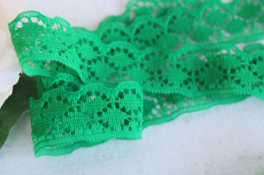 Vintage Green Lace Trim, 4 Yards, .75" wide, Nylon