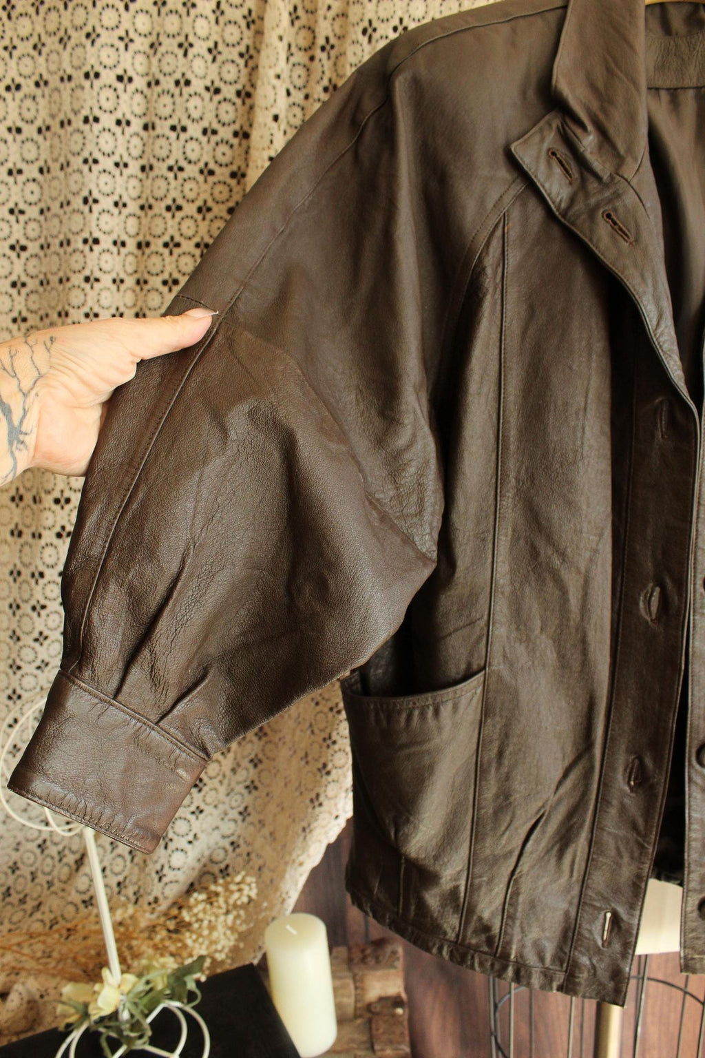 Vintage 1980s 1990s Jacqueline Ferrar Brown Leather Jacket