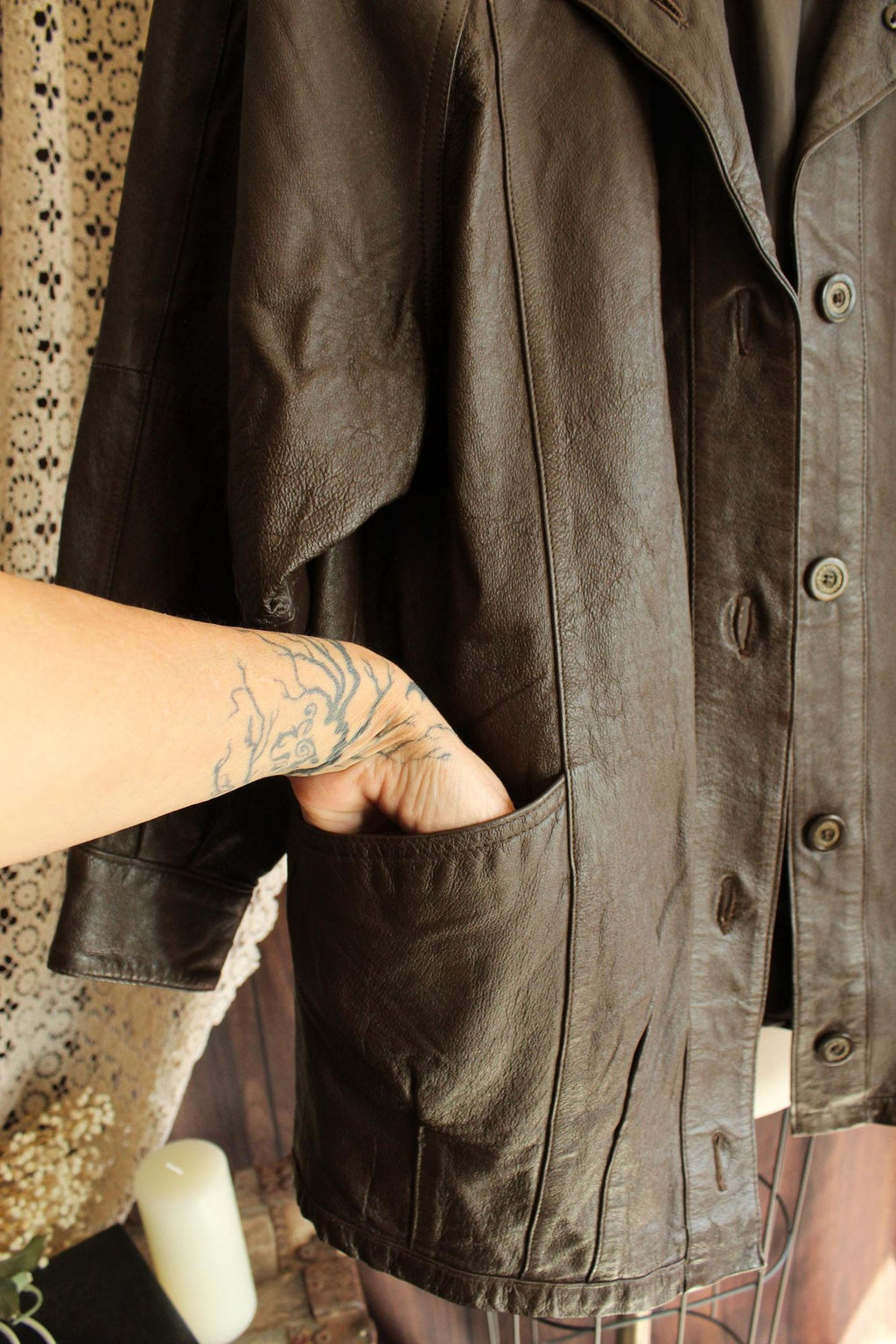 Vintage 1980s 1990s Jacqueline Ferrar Brown Leather Jacket