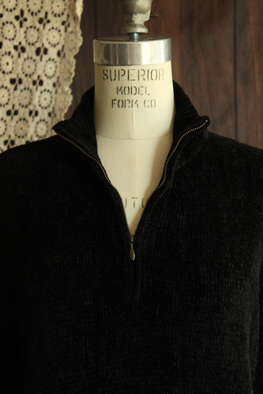 Vintage 1990s 2000s Black Chenille Sweater