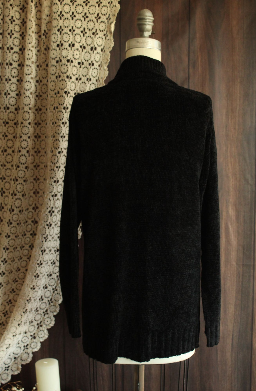 Vintage 1990s 2000s Black Chenille Sweater