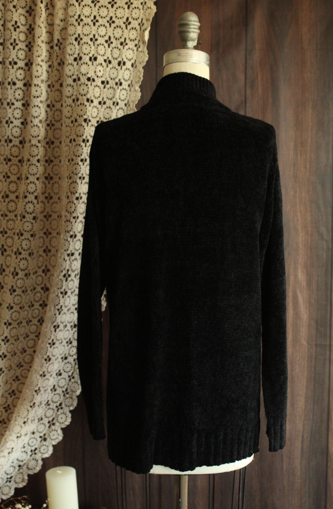 Vintage 1990s 2000s Black Chenille Sweater