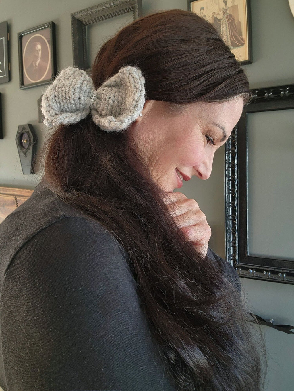 The "Ice Queen" Hand Knit Hair Bow
