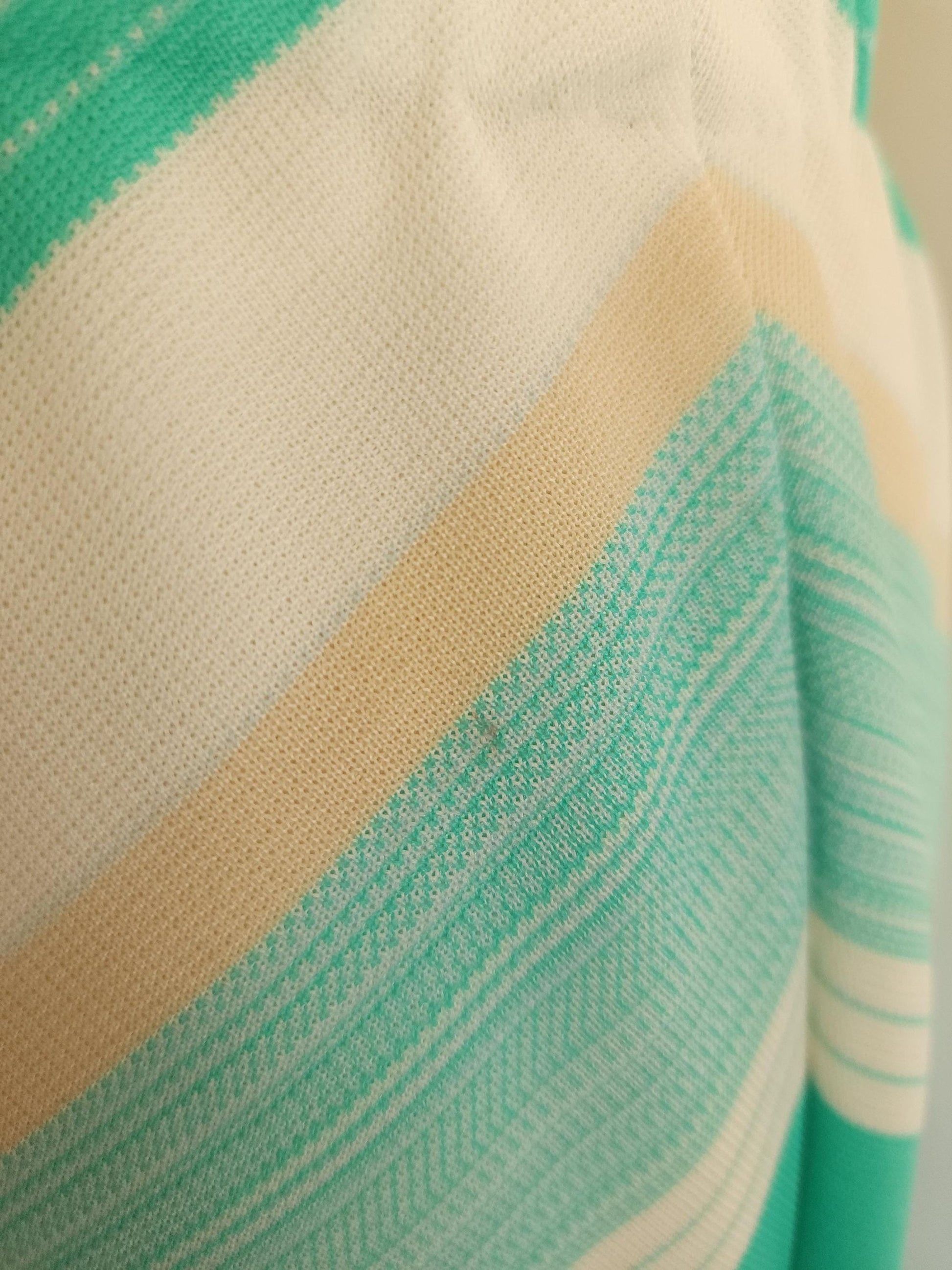 Vintage 1960s 1970s Ted Martin Mint Green and White Striped Maxi Skirt