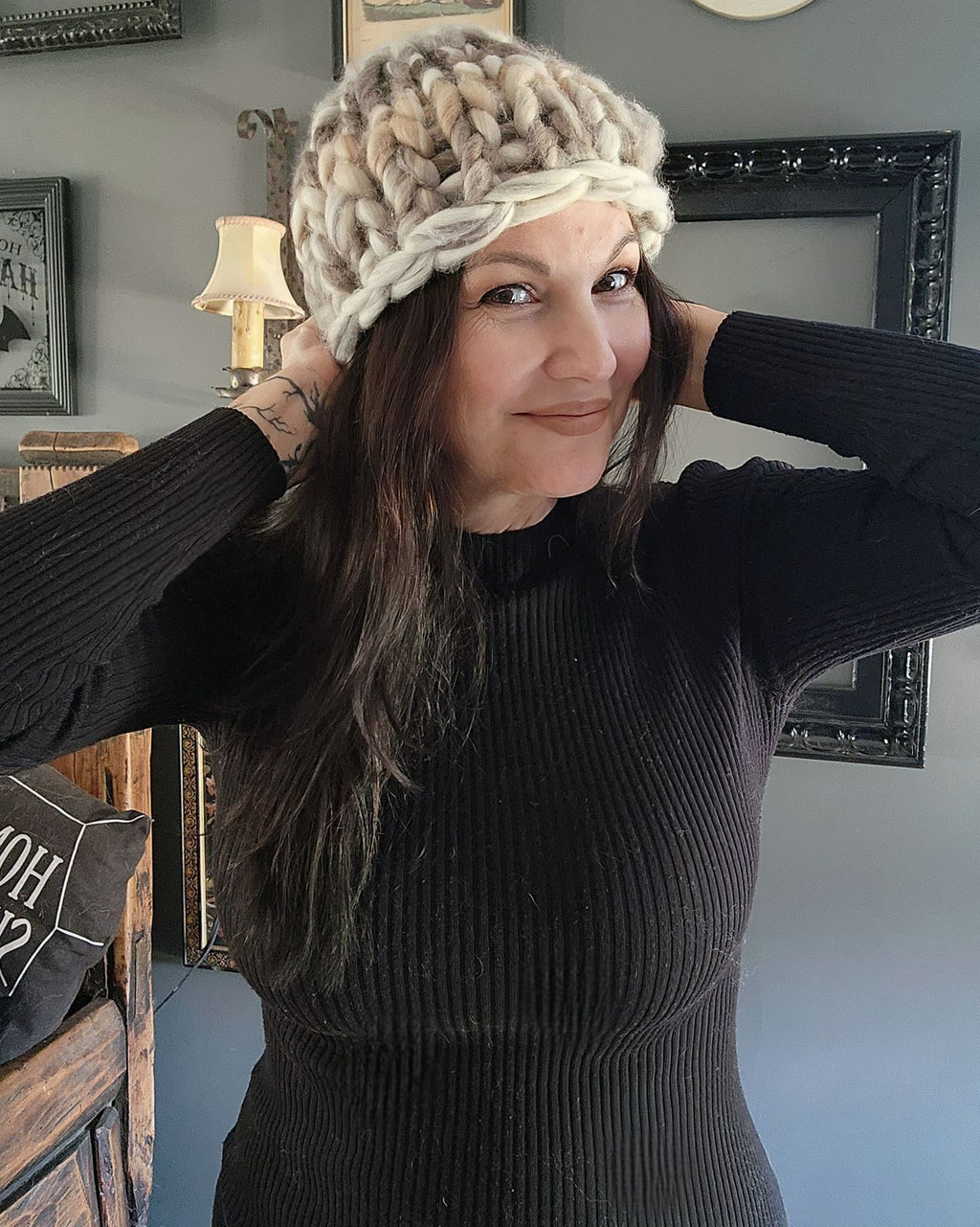 "Smoke and Ash"  Hand Knit Beanie Hat