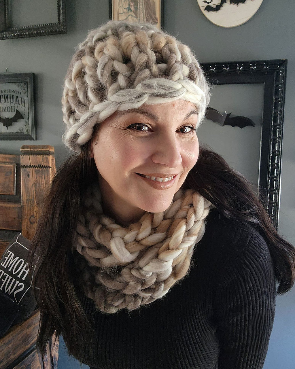 "Smoke and Ash"  Hand Knit Beanie Hat