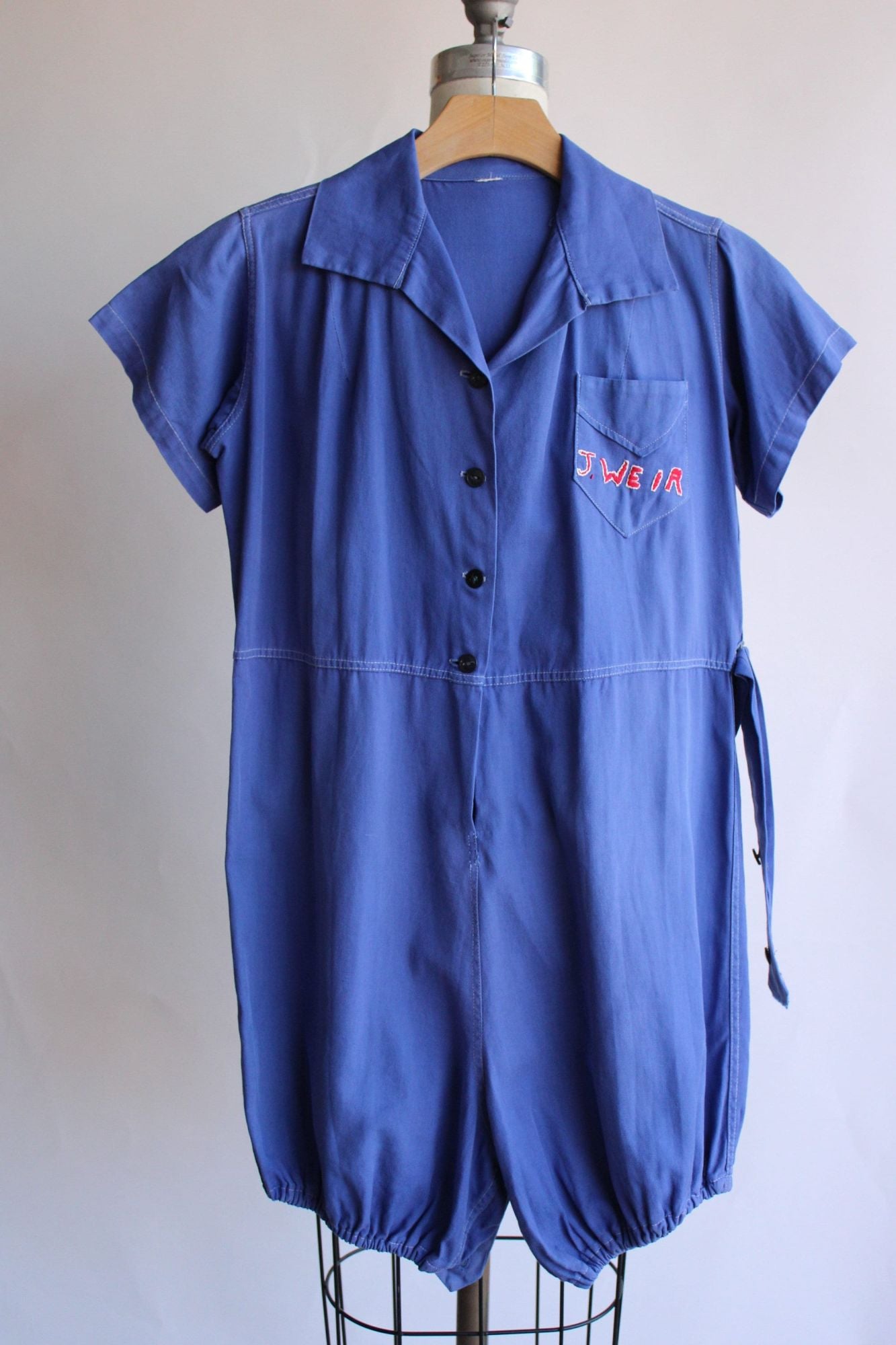 Vintage 1940s Blue Gym Uniform Romper
