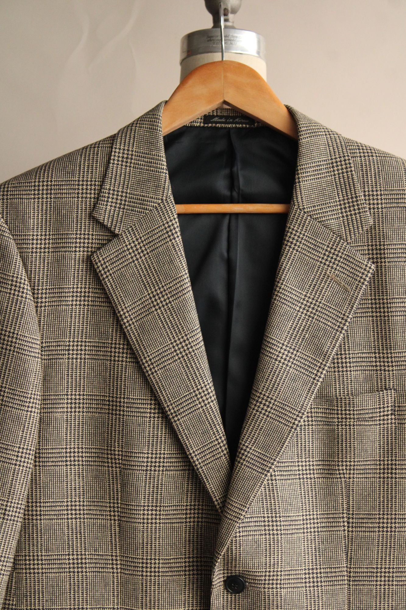 Club Room by Charter Club Mens Blazer, Size R40,  Macy's,Black and Tan Houndstooth