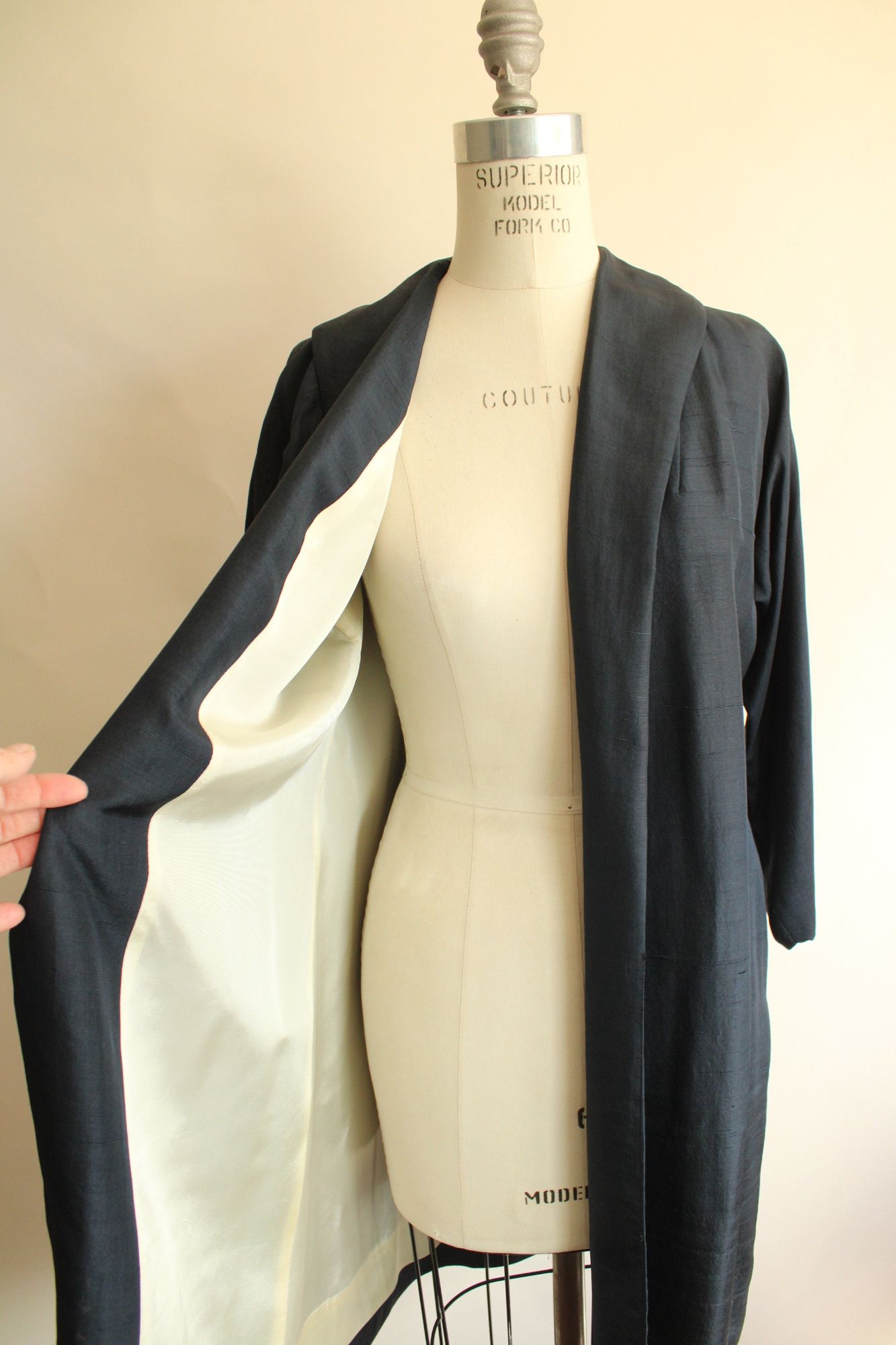 Vintage 1960s Cates Blue Black Silk Jacket