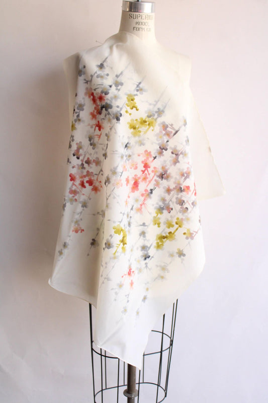 Vintage 1950s 1960s Toray Japanese Watercolor Floral Scarf