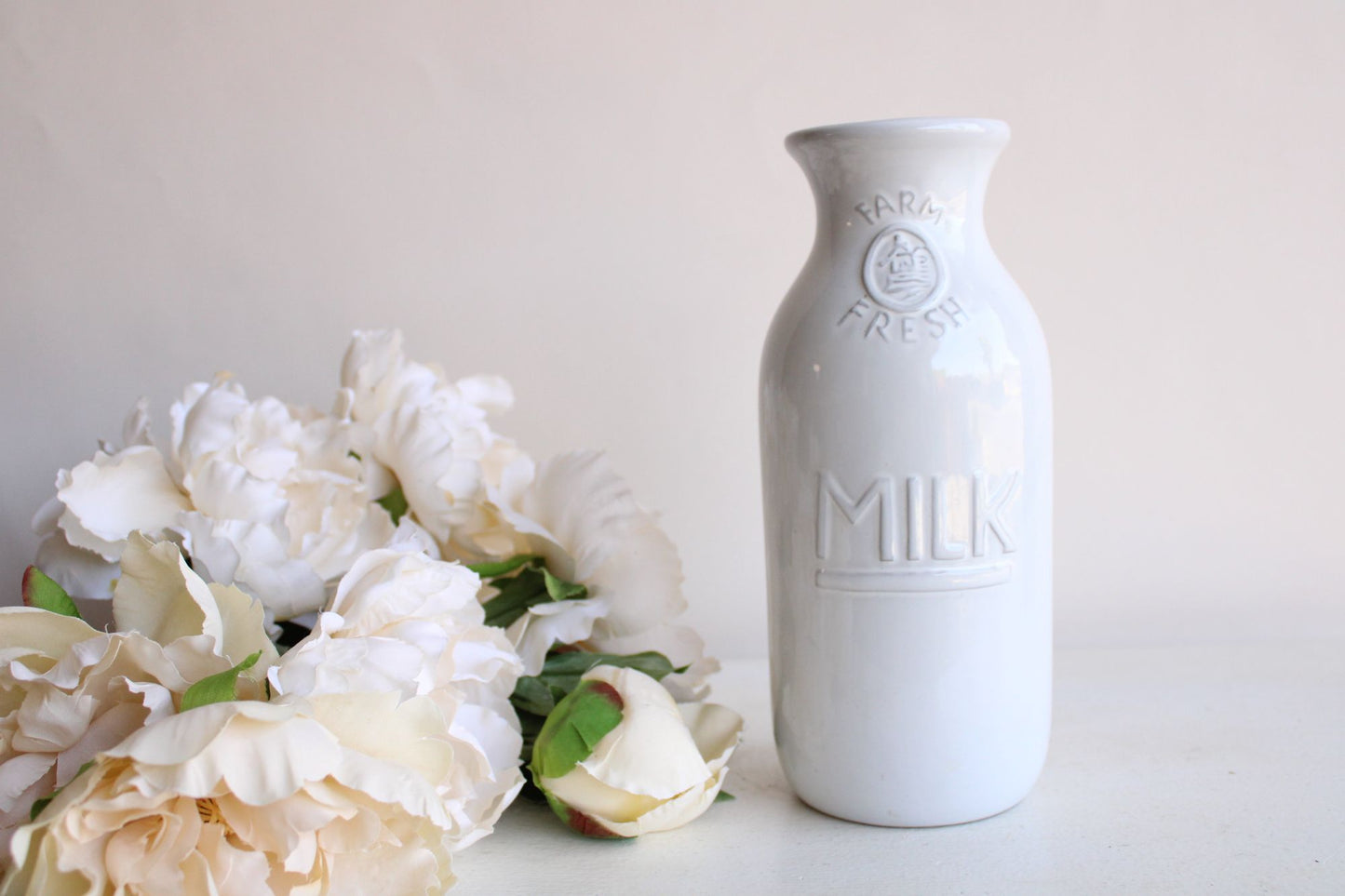 Retro White Ceramic Milk Jug, Vintage Style