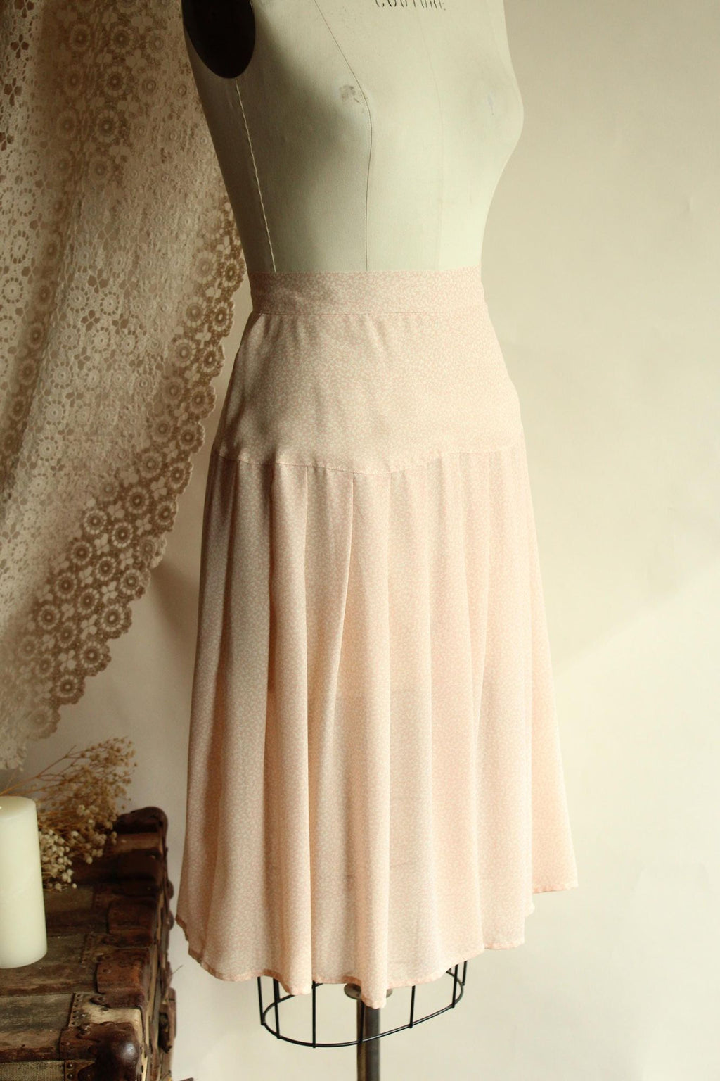 Vintage 1980s SK & Company Pink and Cream Skirt