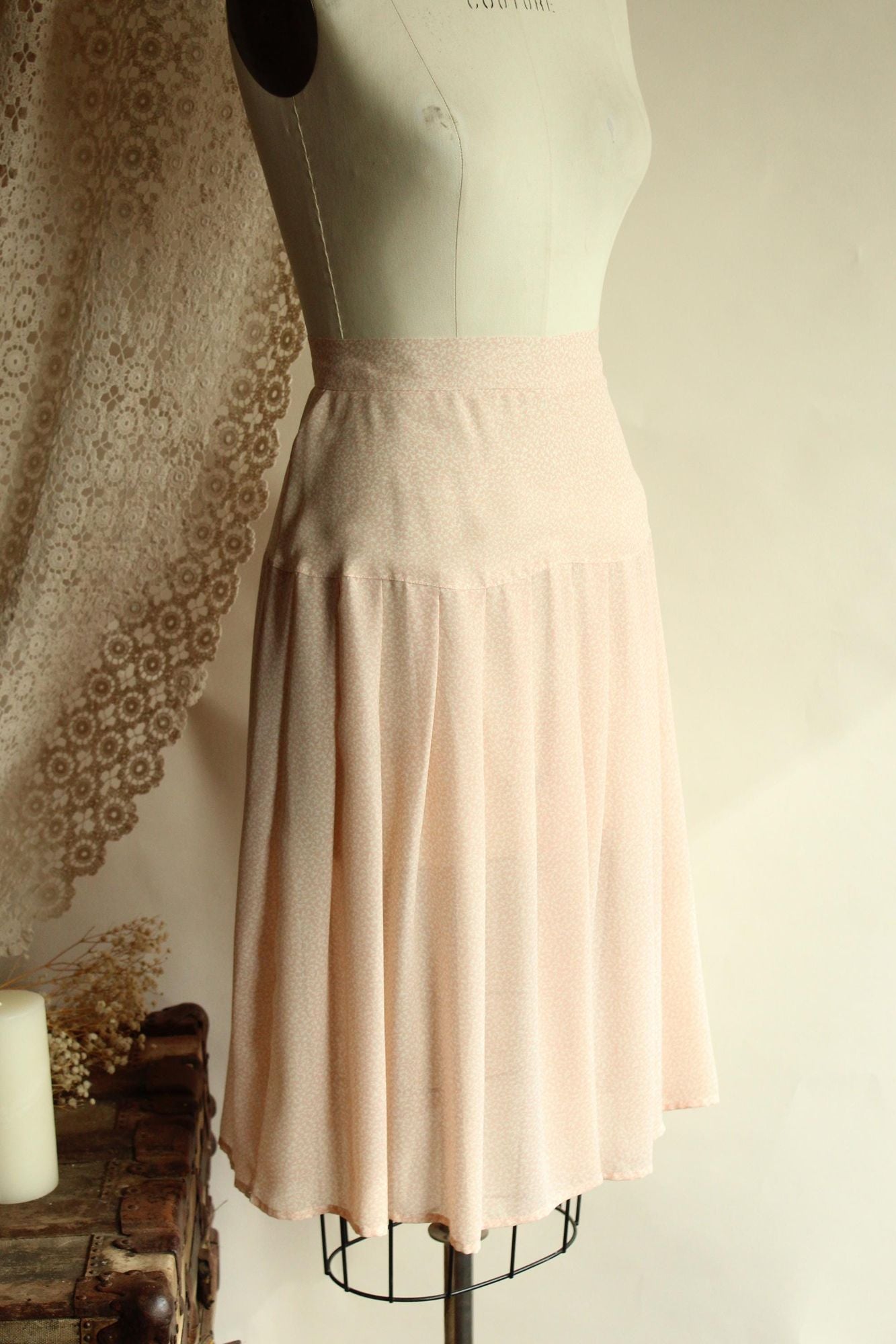 Vintage 1980s SK & Company Pink and Cream Skirt