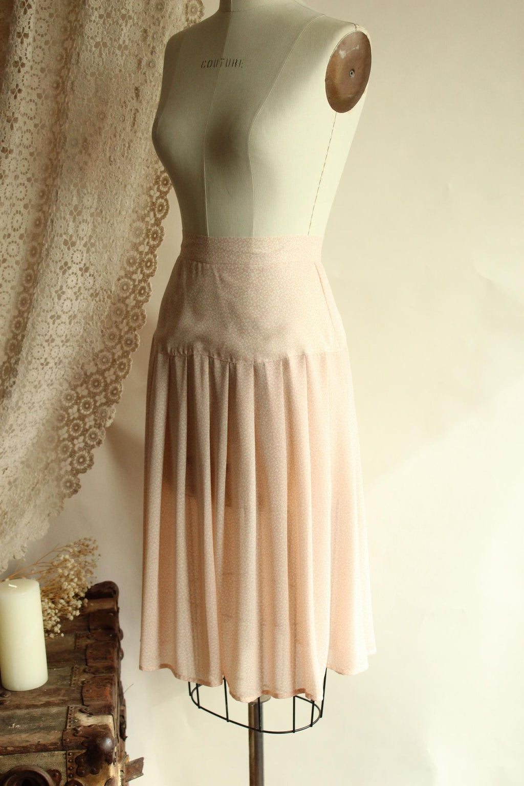 Vintage 1980s SK & Company Pink and Cream Skirt