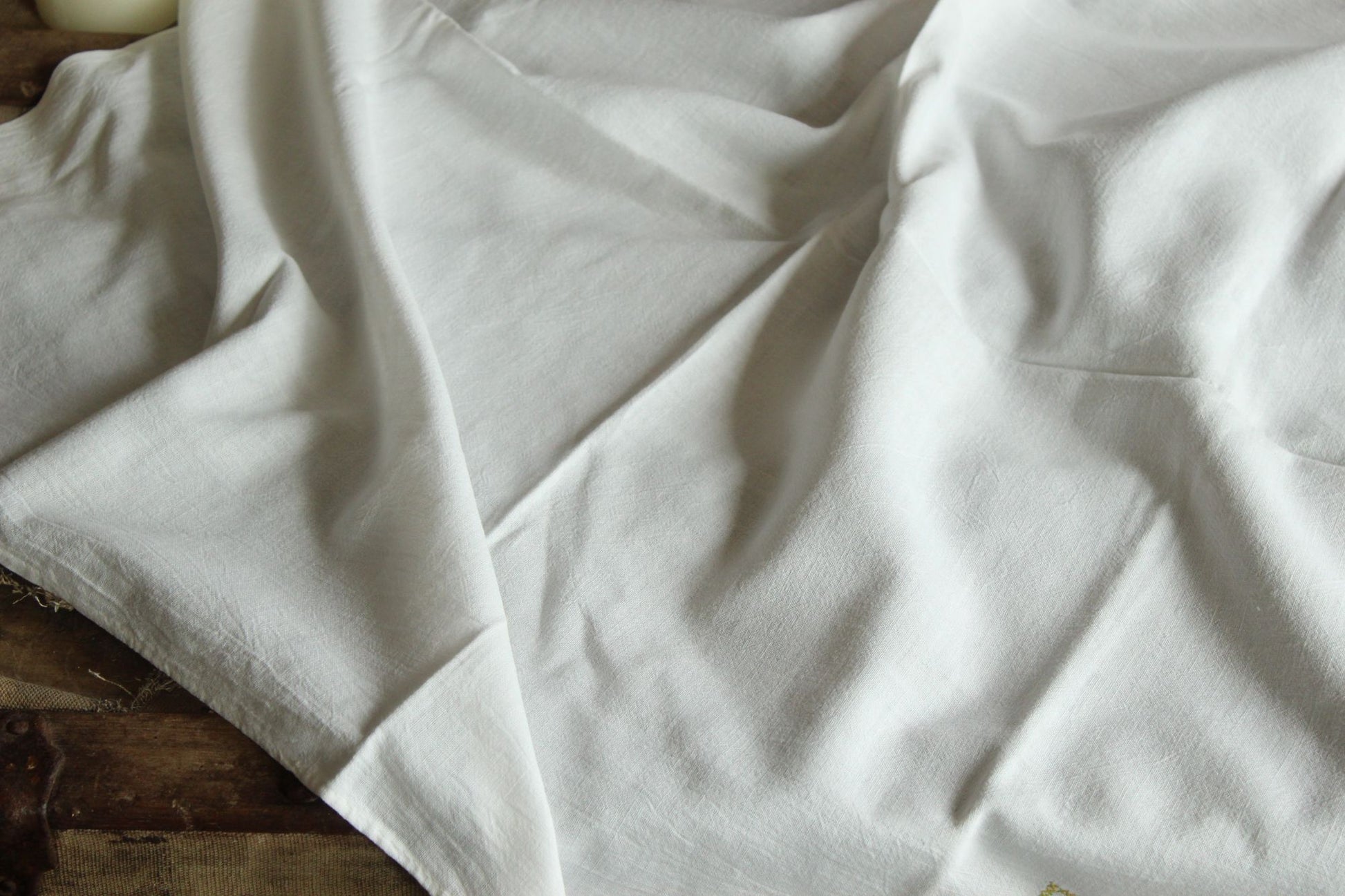 Vintage 1950s Feedsack Tablecloth with Teapot Cross-stitch