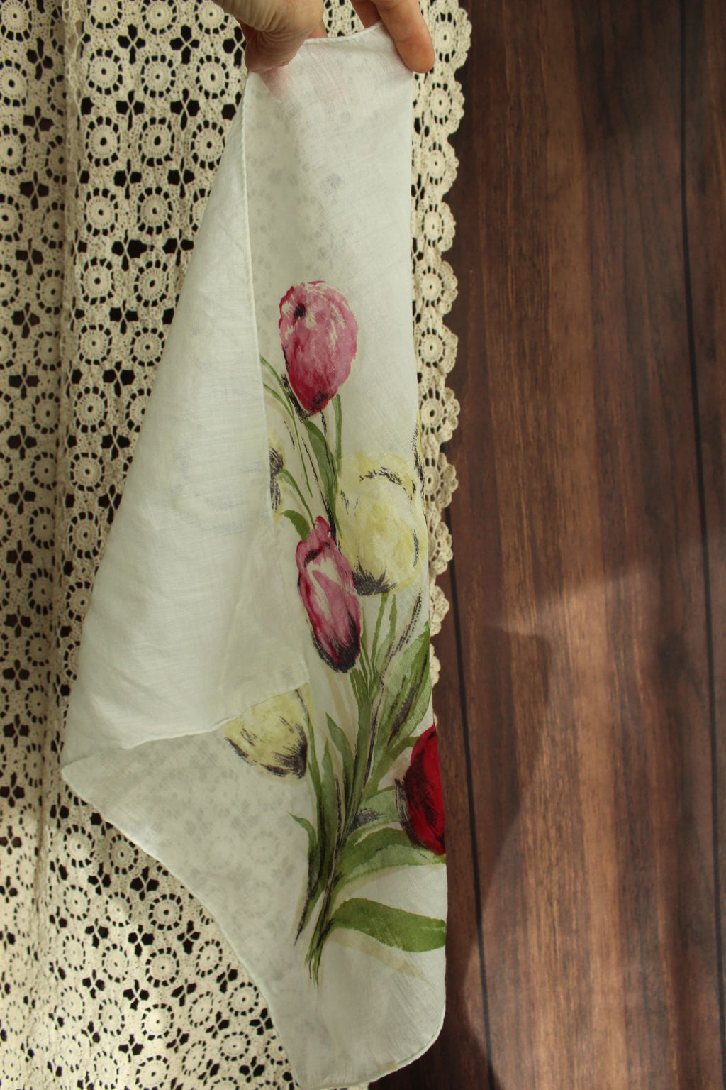 Vintage 1960s Tulip Print Cotton Scarf
