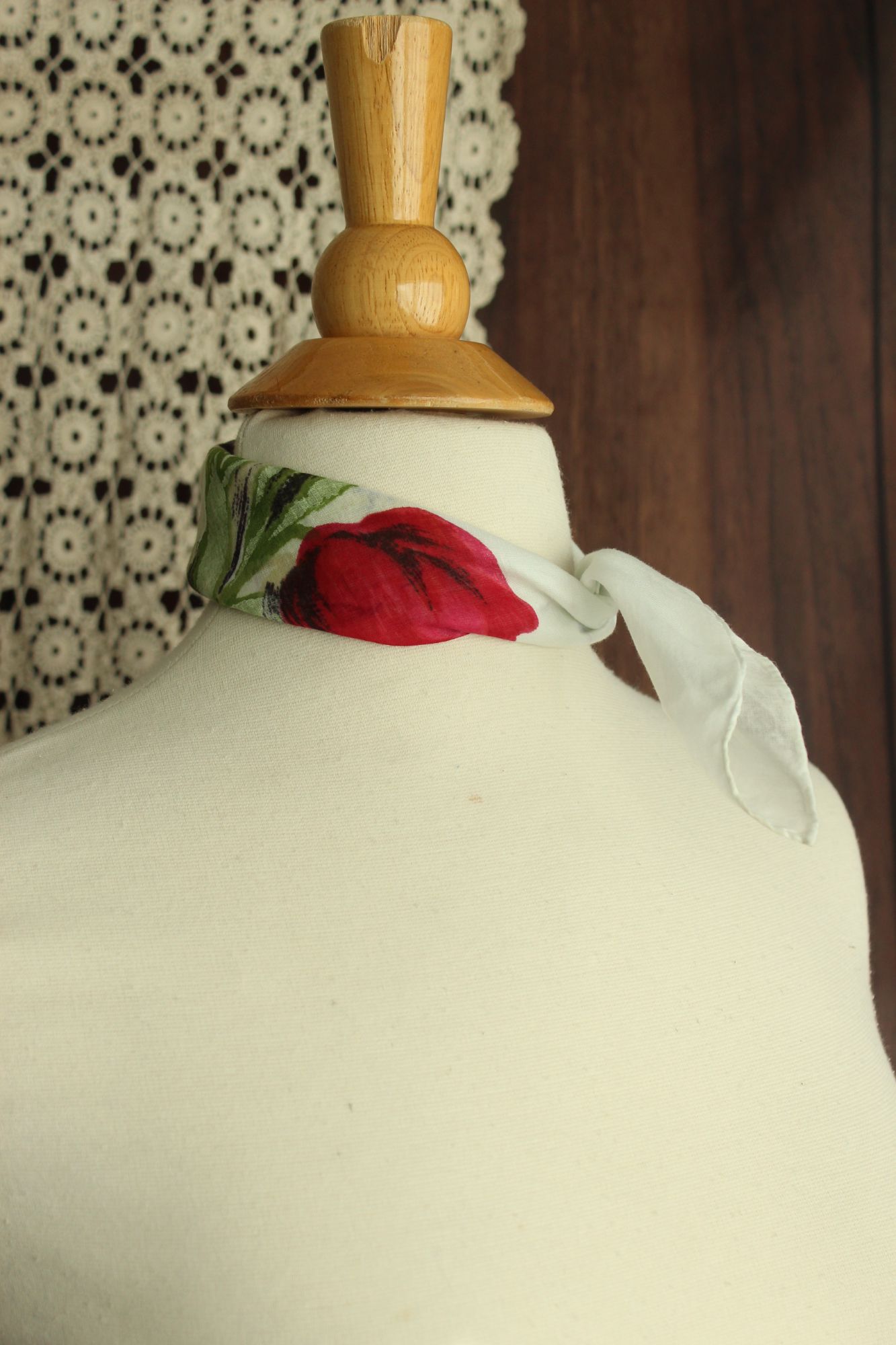 Vintage 1960s Tulip Print Cotton Scarf