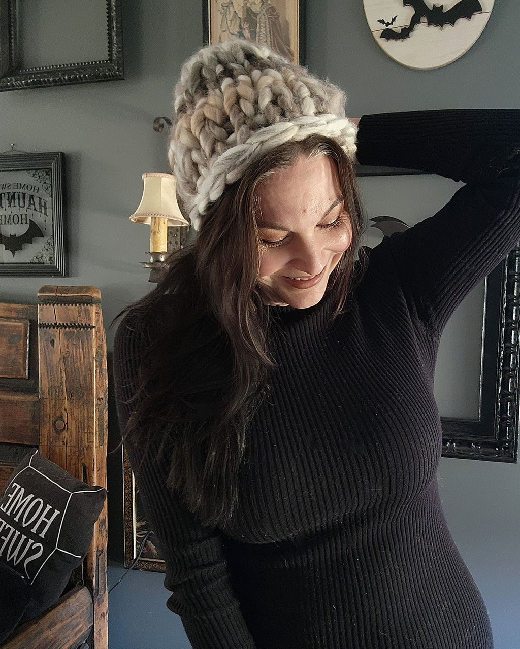 "Smoke and Ash"  Hand Knit Beanie Hat