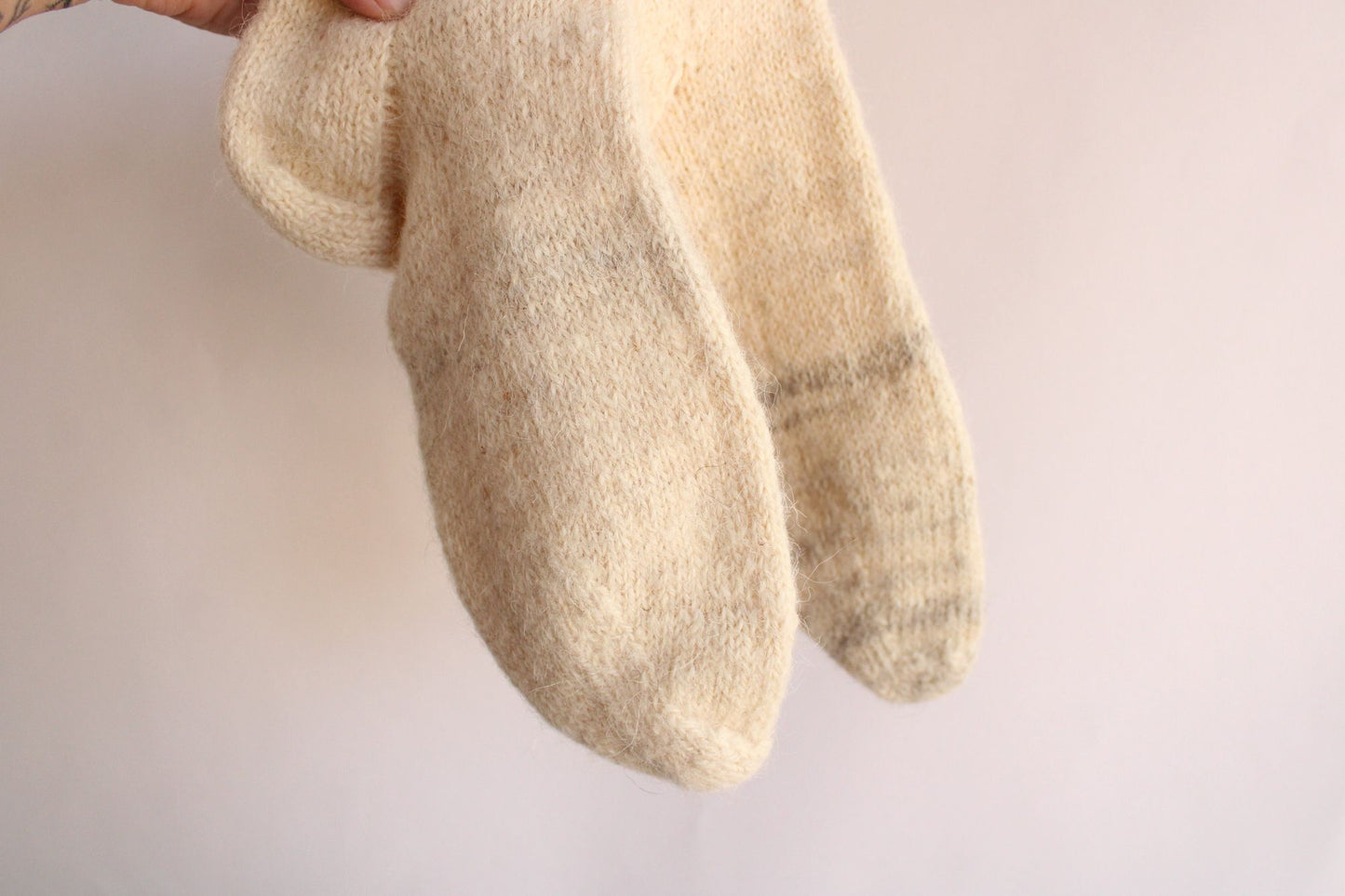 Vintage Ivory Knit Wool Socks