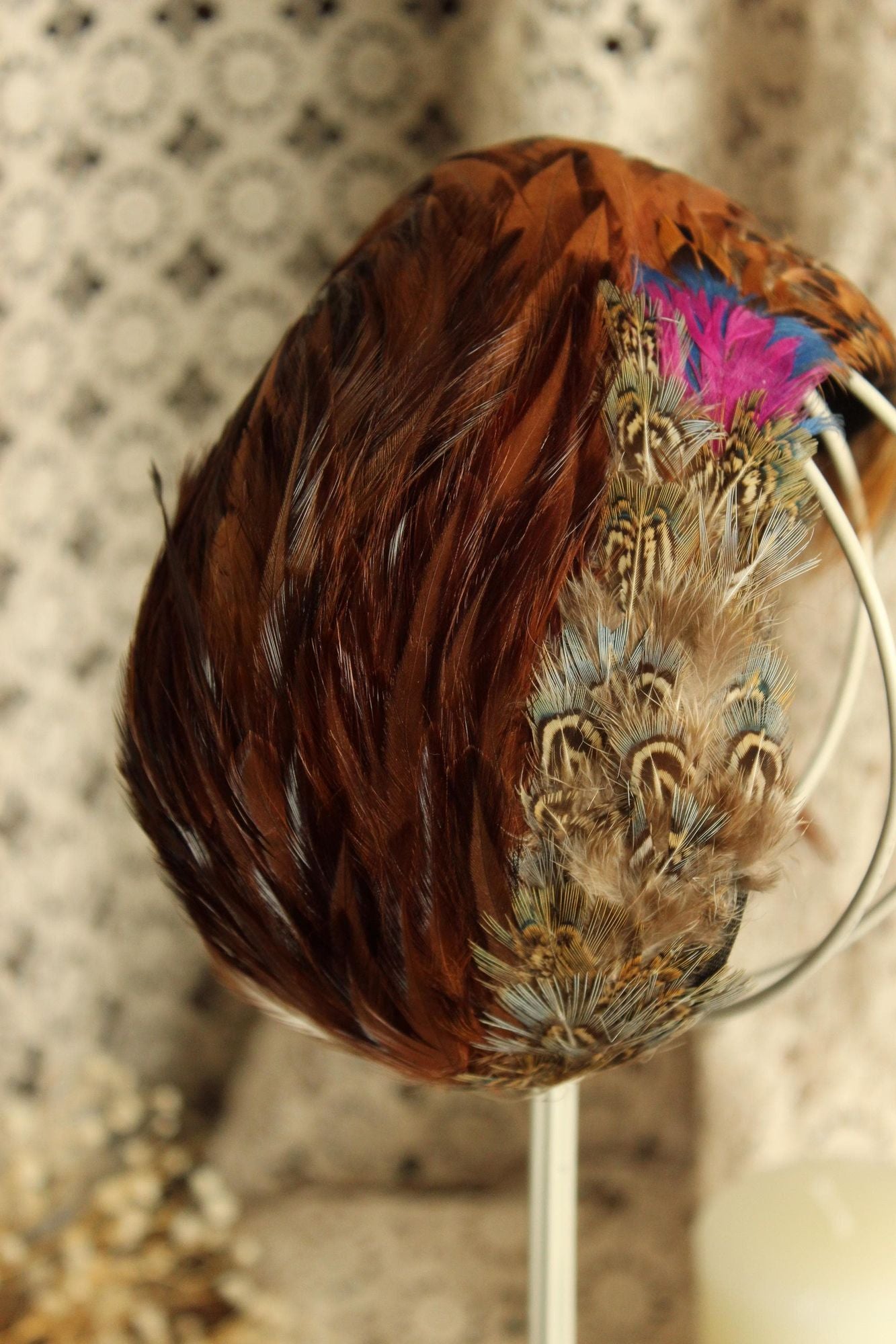 Vintage 1950s Pheasant Feather Juliet Hat