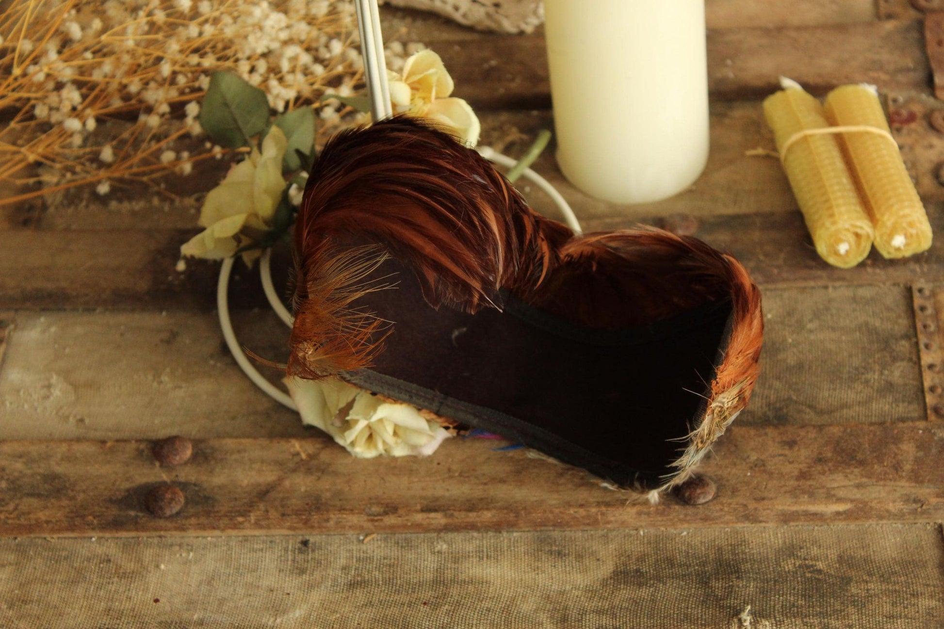 Vintage 1950s Pheasant Feather Juliet Hat