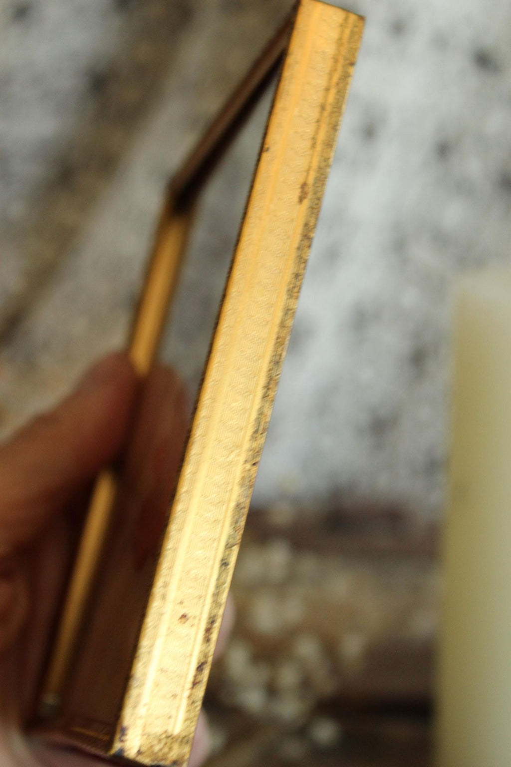 Pressed Dried Cosmos in 1940s Vintage Gold Metal Frame