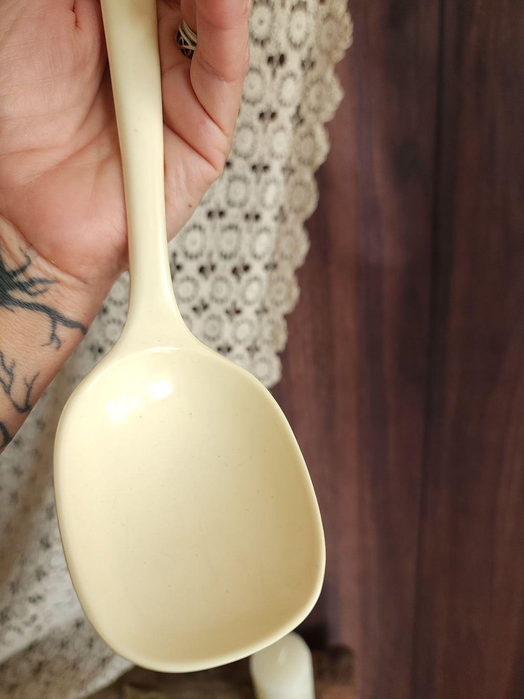 Vintage 1970s Large Cream Melamine Ware Ladle