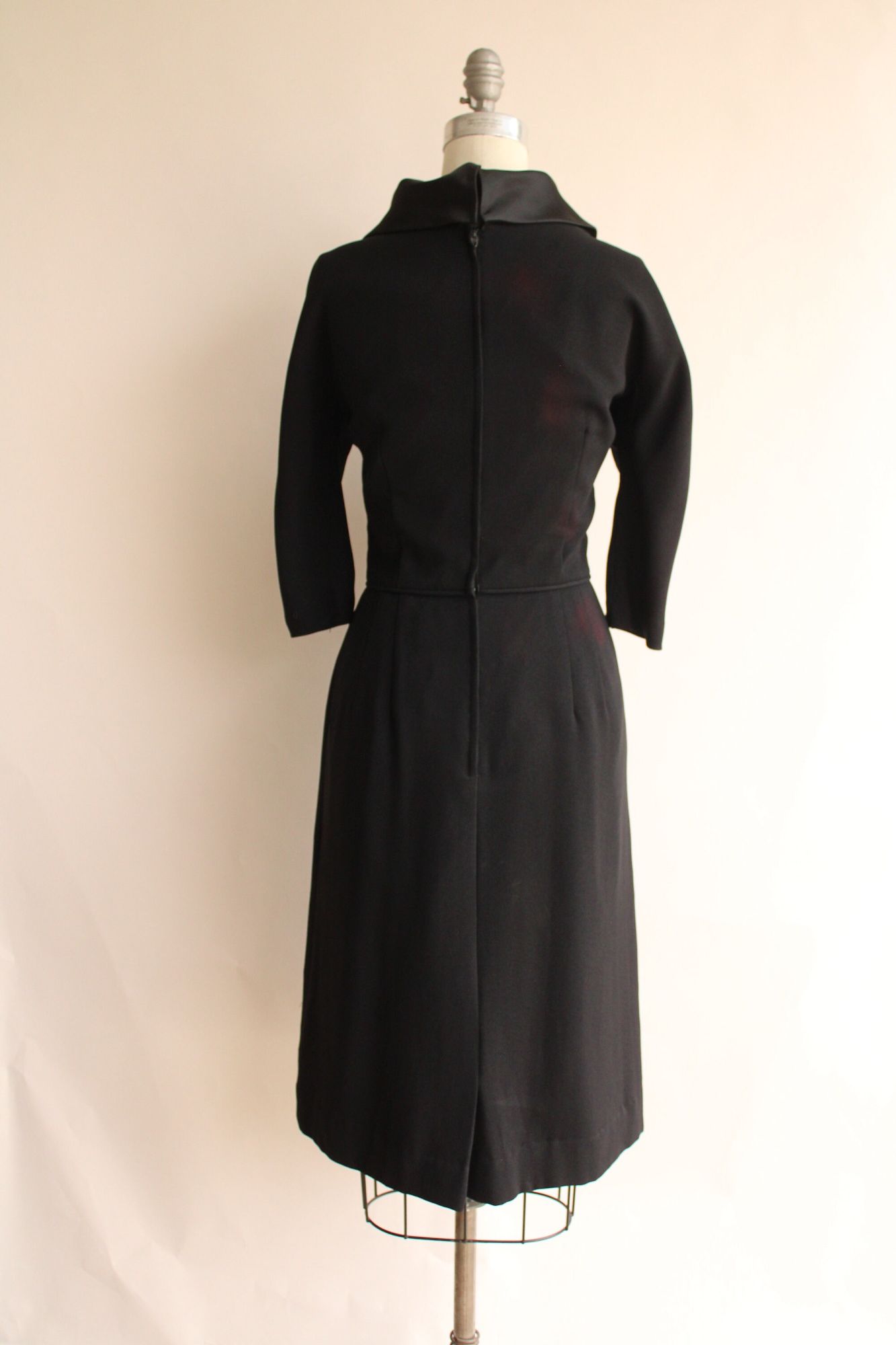 Vintage 1960s Black Dress With Scarf Collar