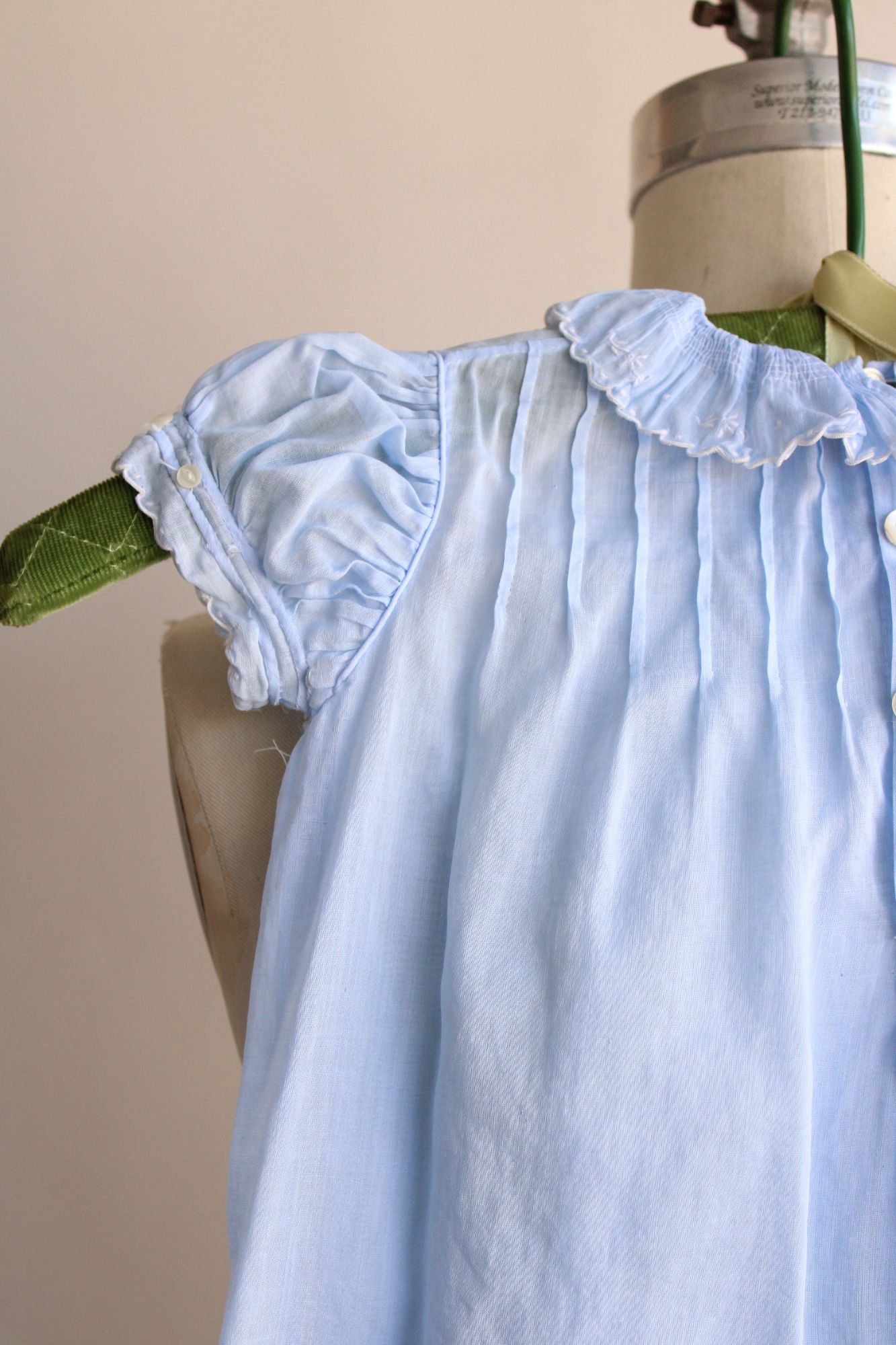 Vintage Handmade Blue Cotton Baby Dress
