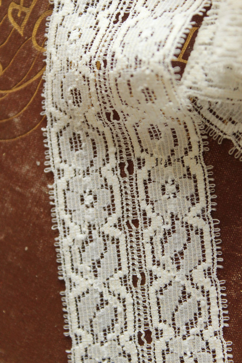 Vintage White Stretch Lace Trim, 3 yards,  1 and 7/8" wide