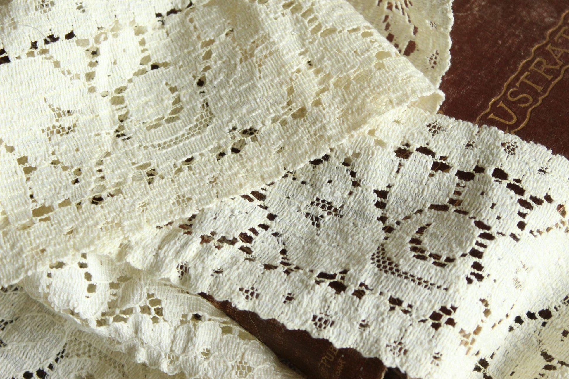 Vintage Lace Trim, Ivory Cotton Tulip Pattern 3.5" Wide, 4 Yards