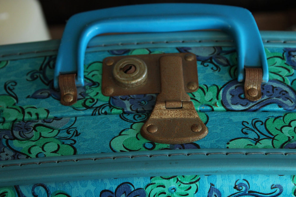 Vintage 1960s Floral Print Hard Side Suitcase