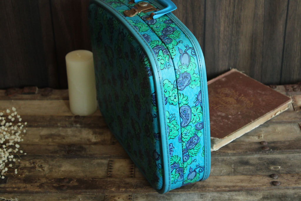 Vintage 1960s Floral Print Hard Side Suitcase
