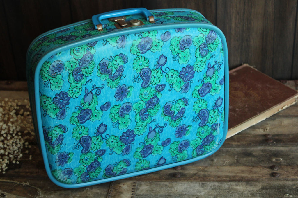 Vintage 1960s Floral Print Hard Side Suitcase