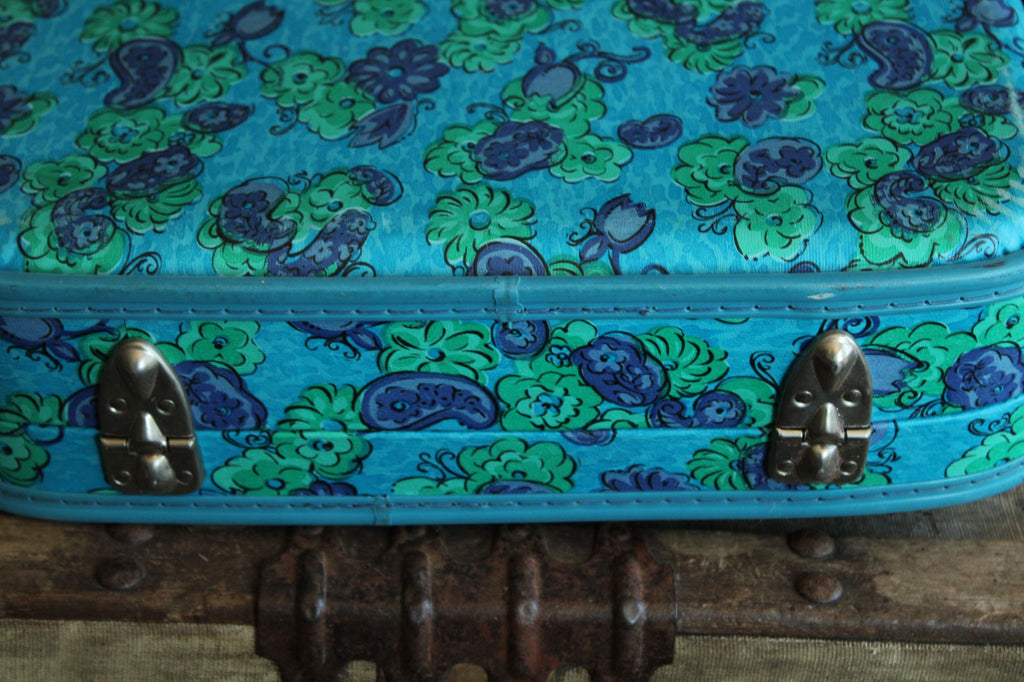 Vintage 1960s Floral Print Hard Side Suitcase