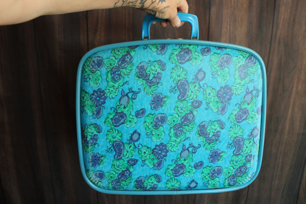 Vintage 1960s Floral Print Hard Side Suitcase