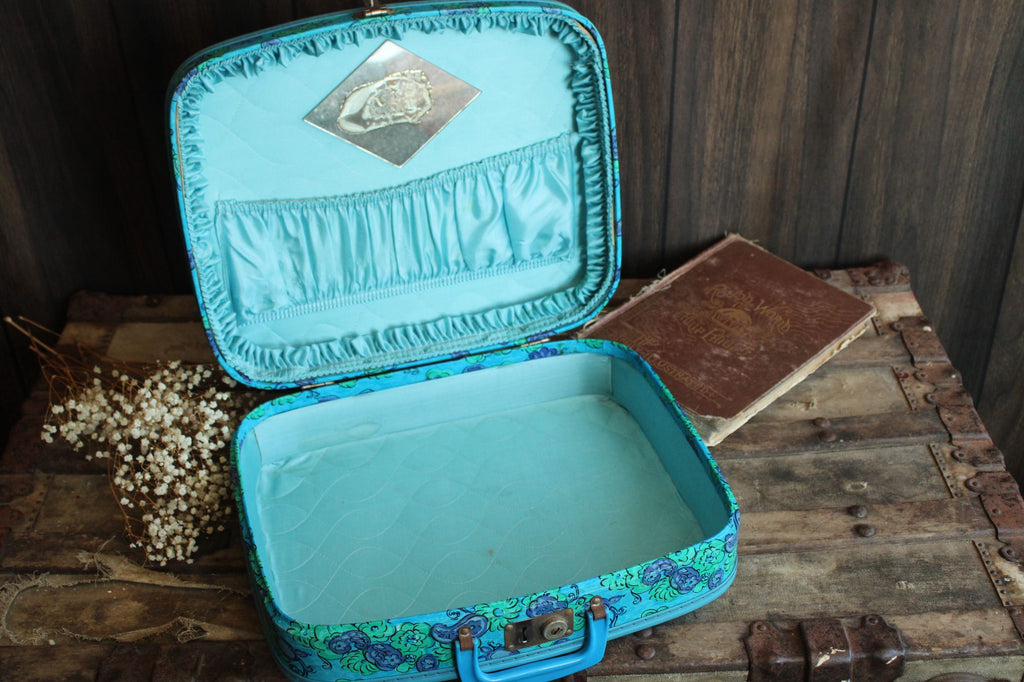 Vintage 1960s Floral Print Hard Side Suitcase