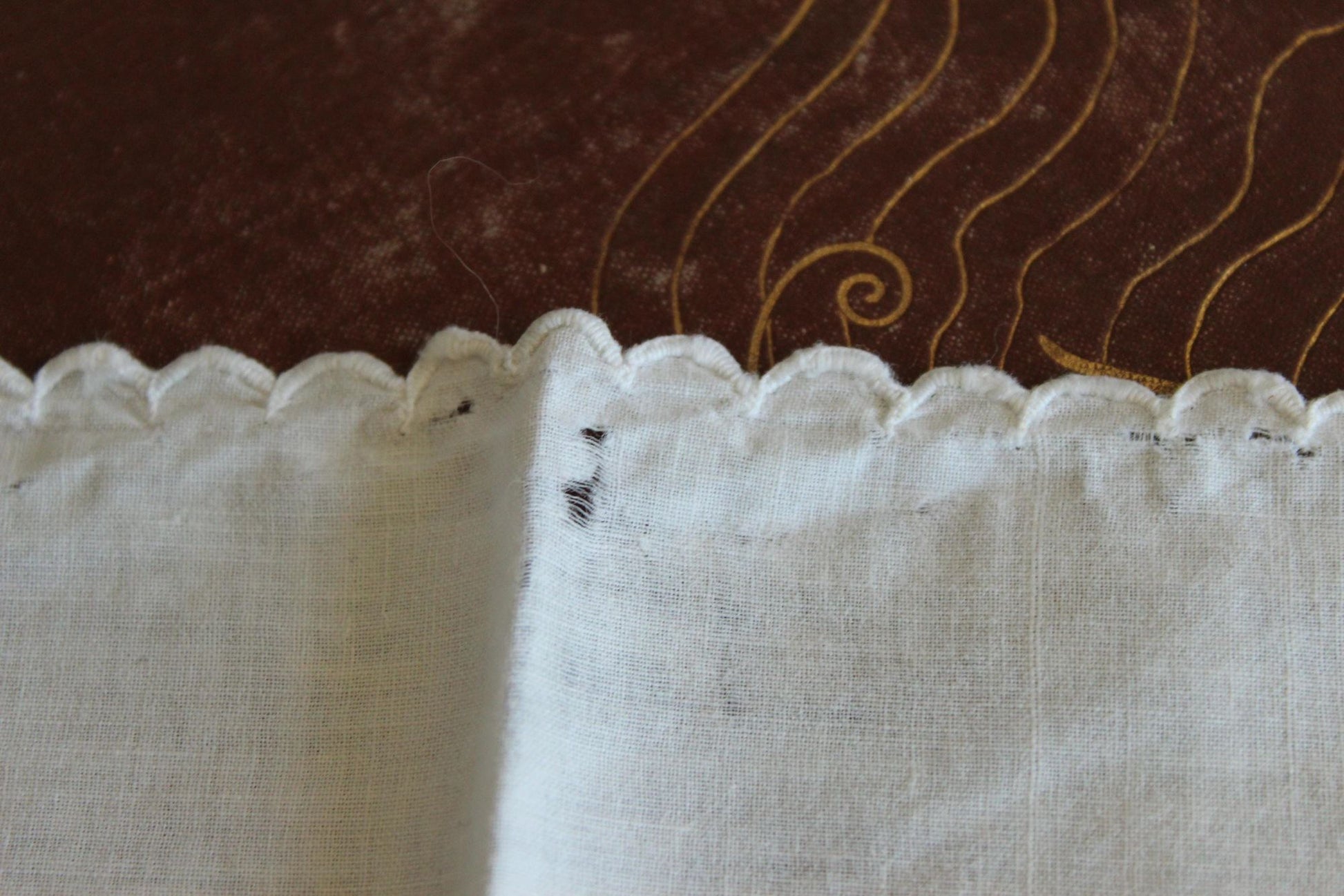 Vintage 1930s White Handkerchief with Broderie Anglaise Eyelet Lace Trim