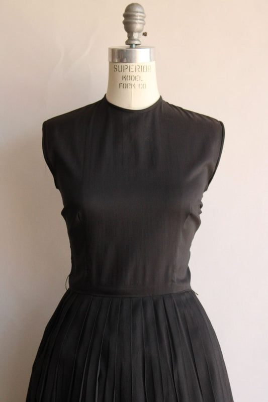 Vintage 1960s Black Rayon Fit and Flare Dress
