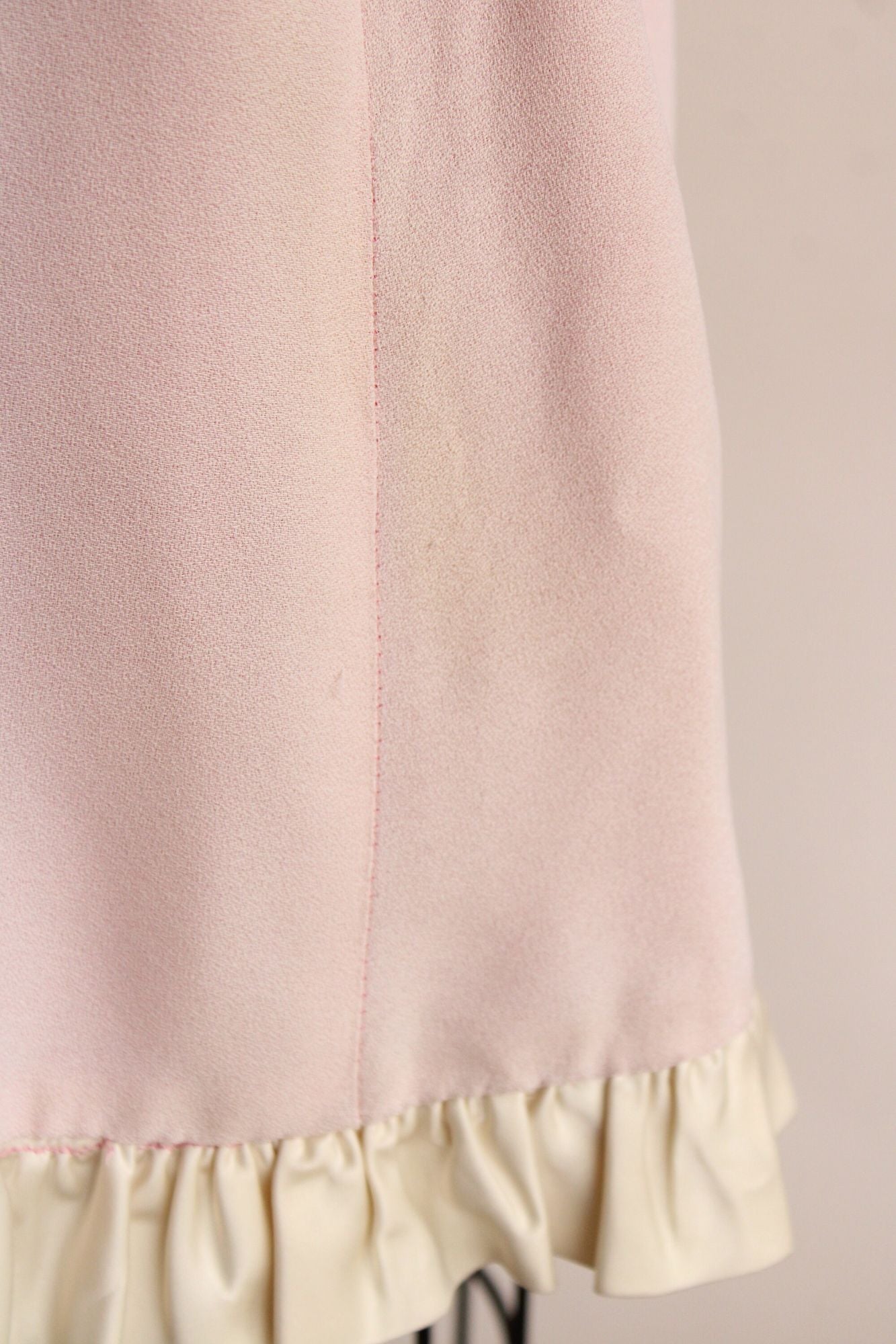 Vintage 1960s Pink Crepe And Ivory Satin Mini Dress