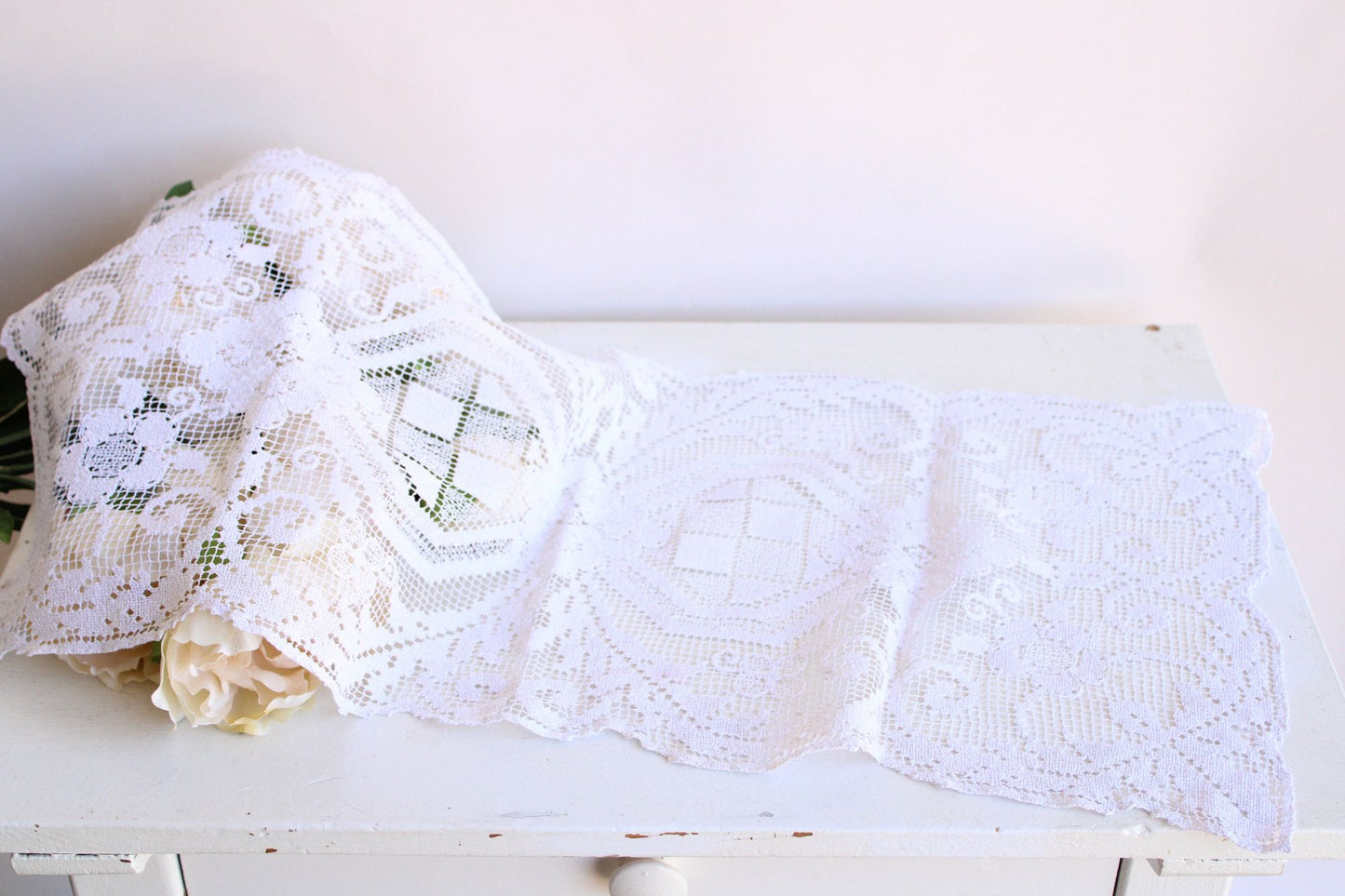 Vintage Ivory Lace Table Runner Small Ivory Lace