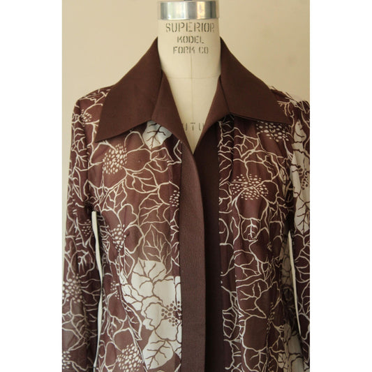 Vintage 1970s Dagger Collar Floral Print Blouse