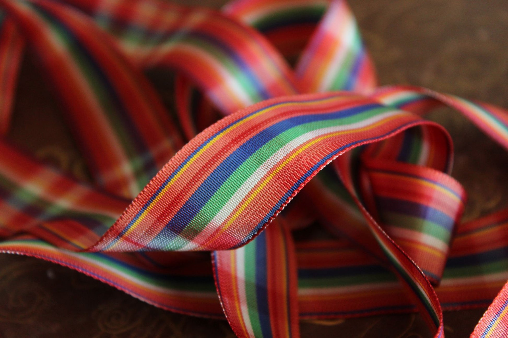 Vintage 1970s Ribbon Trim in Plaid 7/8", 2 Yards